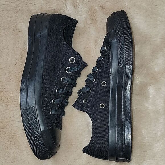 CONVERSE CHUCK TAYLOR ALL STAR LOW TOP ALL BLACK,  UNISEX SZ W 7, M 5 - Picture 6 of 10